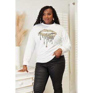 Simply Love Graphic Dropped Shoulder Round Neck Sweatshirt